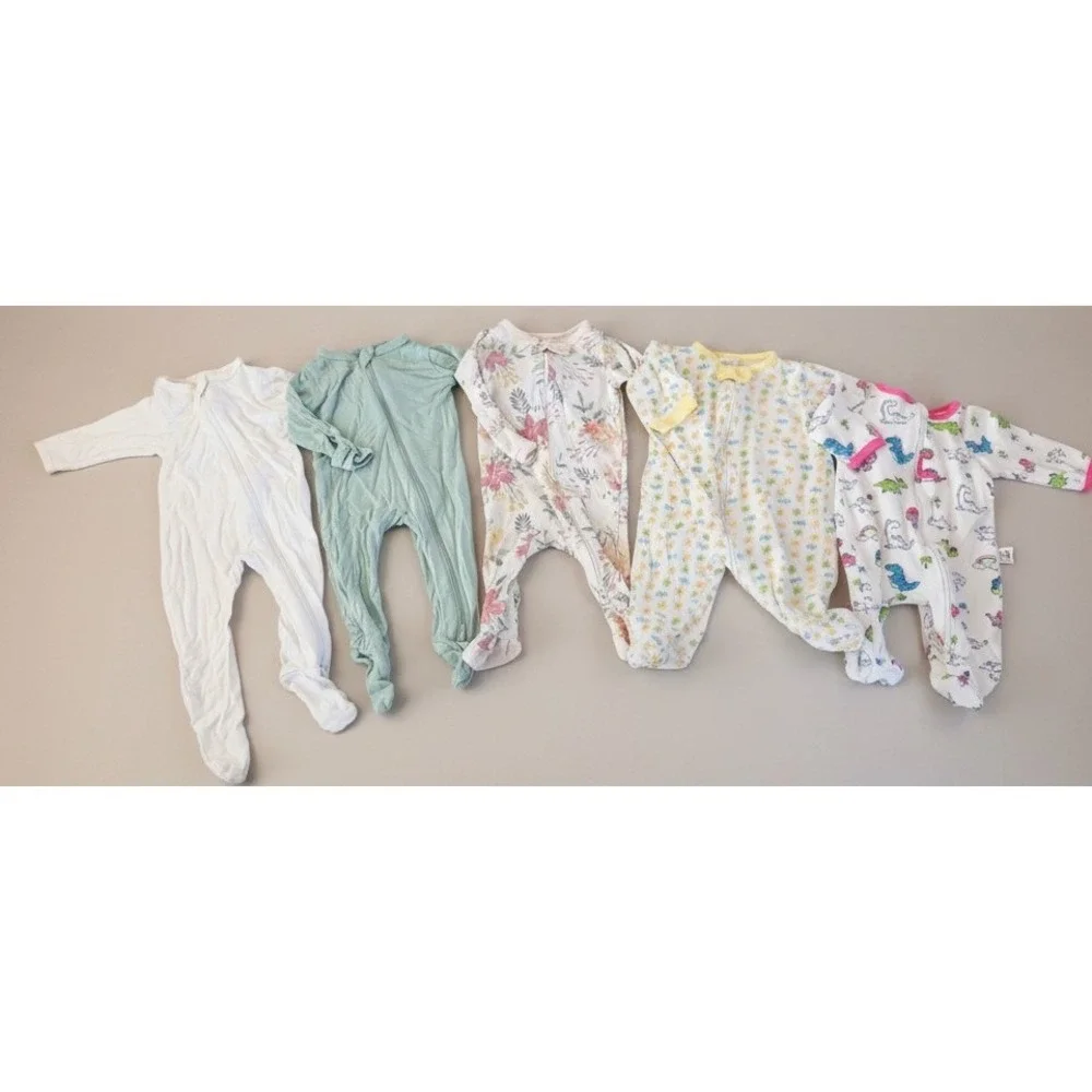 Newborn 0-3‎ month Baby Girl Sleeper Footed Pajamas Bundle Lot 5 pc